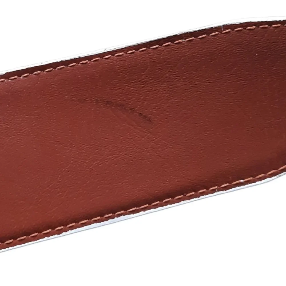 Elegant Women's White and Brown Belt with Gold Buckle